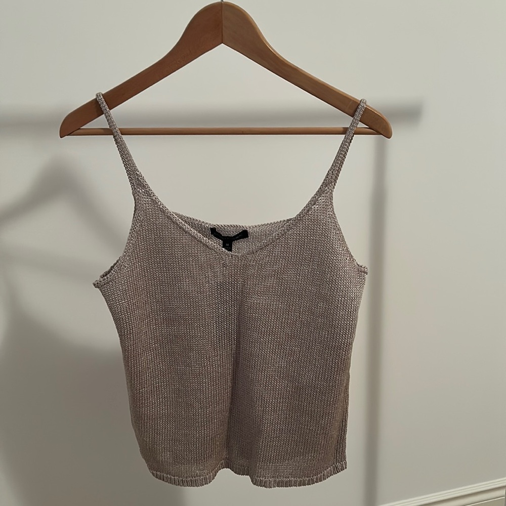 Linen blend knit tank top